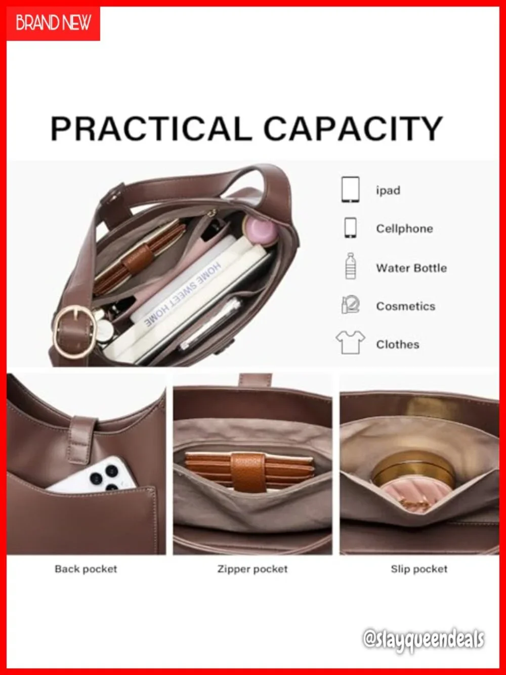 Women's Slouchy Vegan Leather Hobo Shoulder Bag